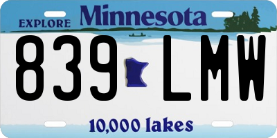 MN license plate 839LMW