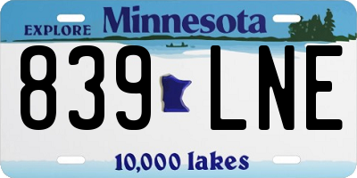 MN license plate 839LNE