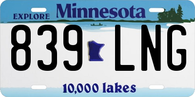 MN license plate 839LNG