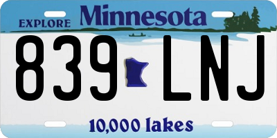 MN license plate 839LNJ