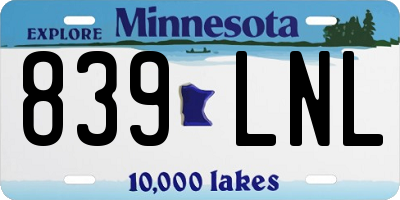 MN license plate 839LNL