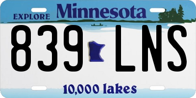 MN license plate 839LNS