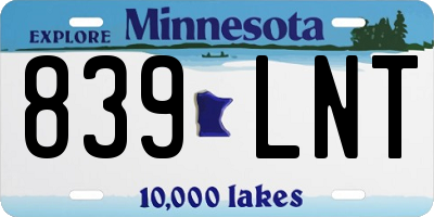 MN license plate 839LNT