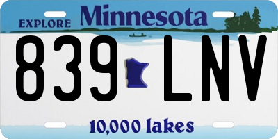 MN license plate 839LNV