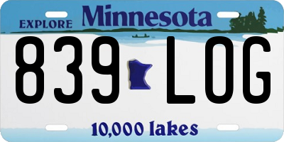 MN license plate 839LOG