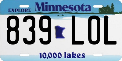 MN license plate 839LOL