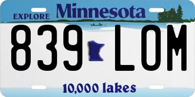 MN license plate 839LOM