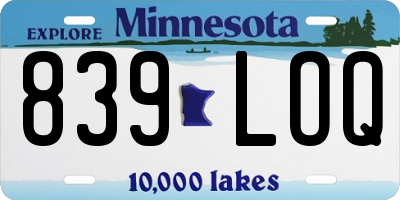 MN license plate 839LOQ