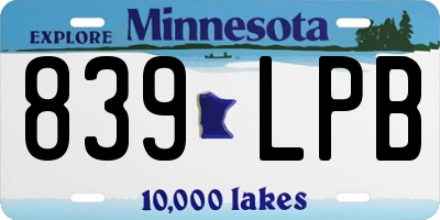 MN license plate 839LPB