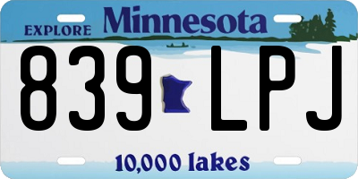 MN license plate 839LPJ