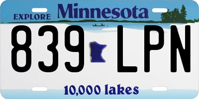 MN license plate 839LPN