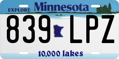 MN license plate 839LPZ
