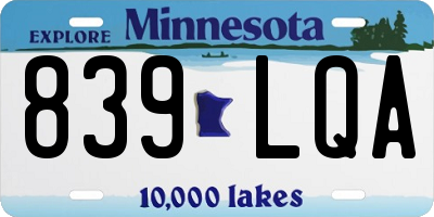 MN license plate 839LQA