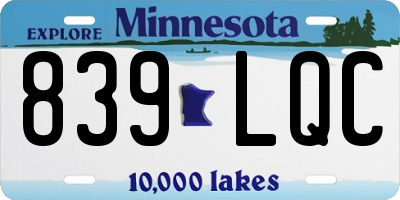 MN license plate 839LQC