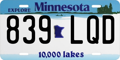 MN license plate 839LQD