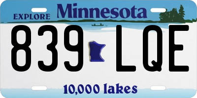 MN license plate 839LQE