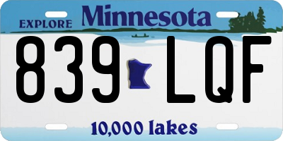 MN license plate 839LQF