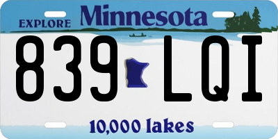 MN license plate 839LQI
