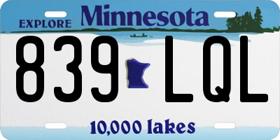 MN license plate 839LQL