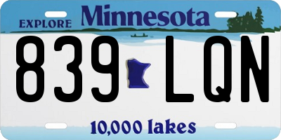 MN license plate 839LQN