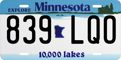 MN license plate 839LQO