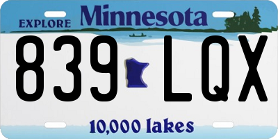 MN license plate 839LQX