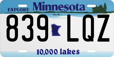 MN license plate 839LQZ