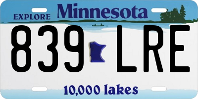 MN license plate 839LRE