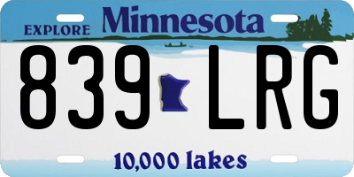 MN license plate 839LRG