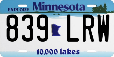 MN license plate 839LRW