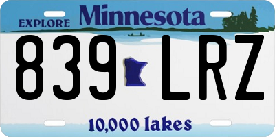 MN license plate 839LRZ