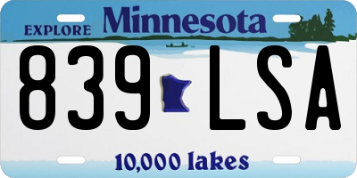 MN license plate 839LSA