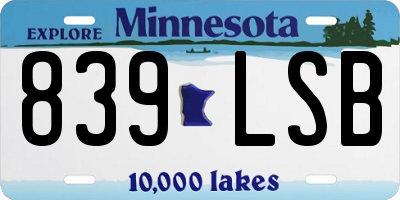 MN license plate 839LSB