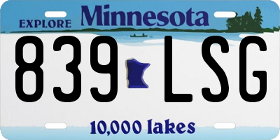 MN license plate 839LSG