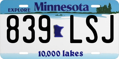 MN license plate 839LSJ