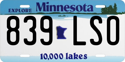 MN license plate 839LSO