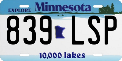 MN license plate 839LSP
