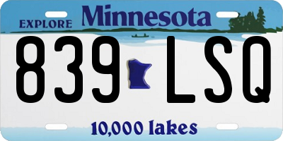 MN license plate 839LSQ