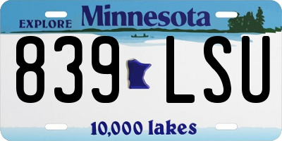 MN license plate 839LSU