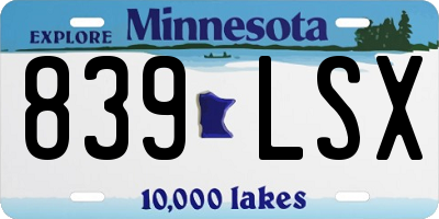 MN license plate 839LSX