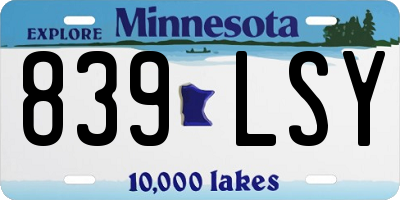 MN license plate 839LSY