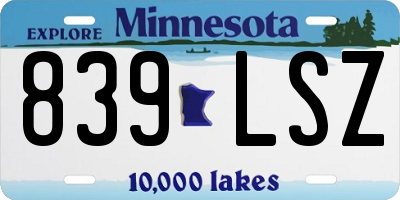 MN license plate 839LSZ