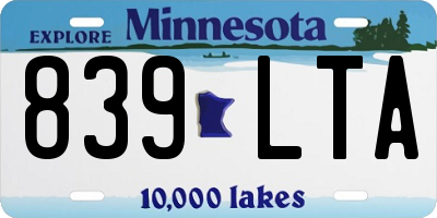 MN license plate 839LTA