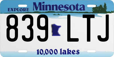 MN license plate 839LTJ