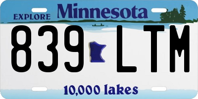 MN license plate 839LTM