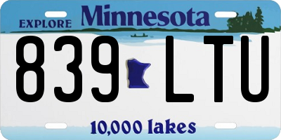 MN license plate 839LTU