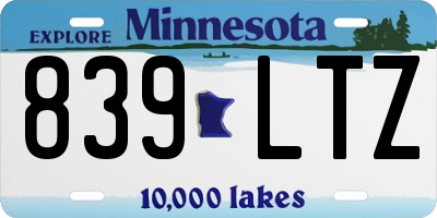 MN license plate 839LTZ
