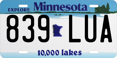 MN license plate 839LUA