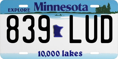 MN license plate 839LUD