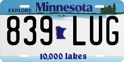 MN license plate 839LUG
